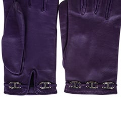 Hermes Gloves Vintage Wrist Length Raisin Chaine D'Ancre Palladium Hardware 7