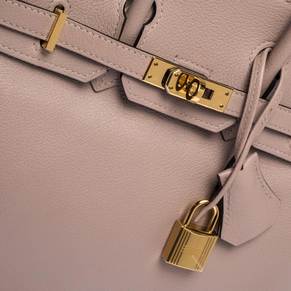 Hermes Glycine Evercolor Leather Gold Hardware Birkin 25 Bag In Excellent Condition In Dubai, Al Qouz 2