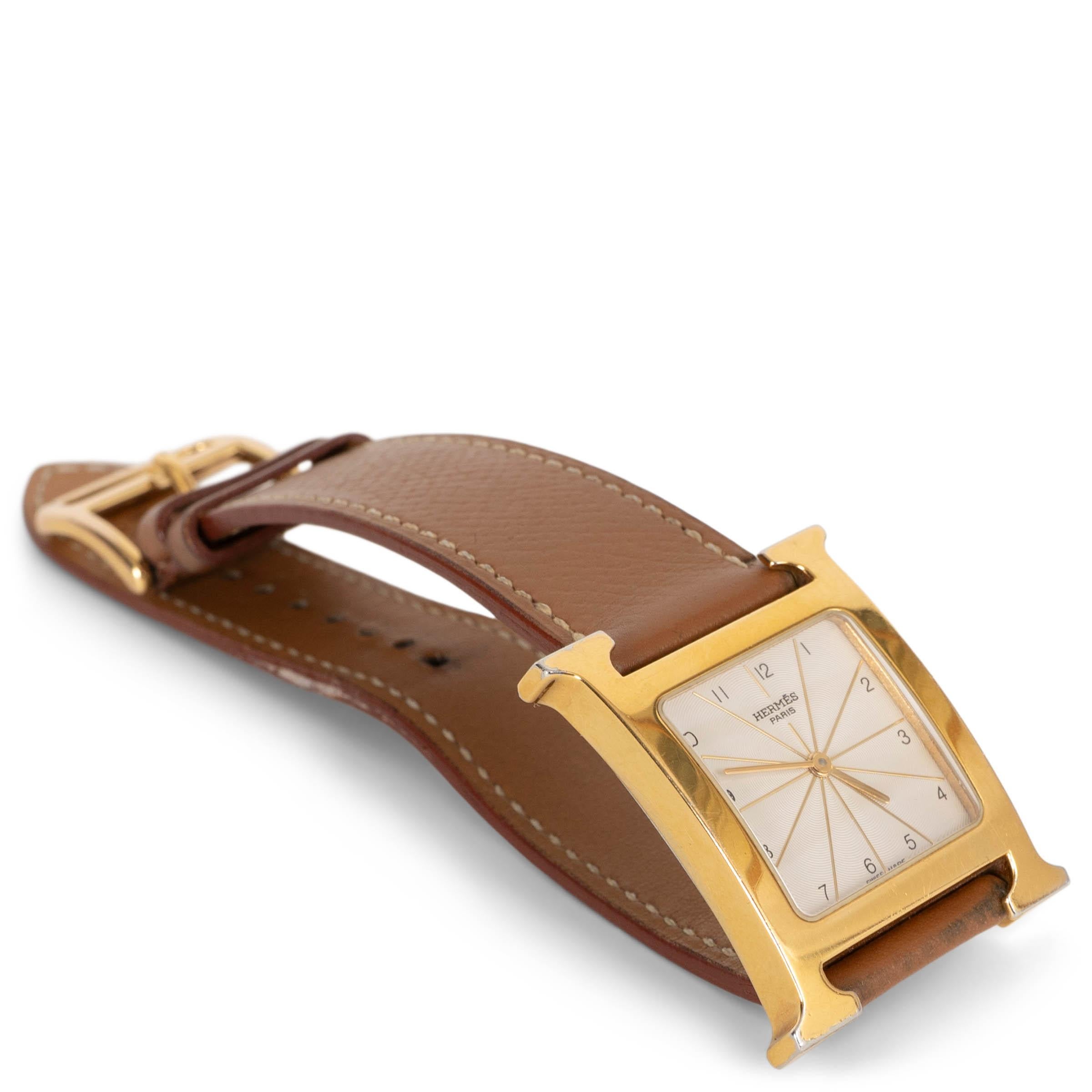 da uomo o donna Hermes oro 1997 H HEURE MEDIUM 30MM Orologio Oro Epsom in vendita