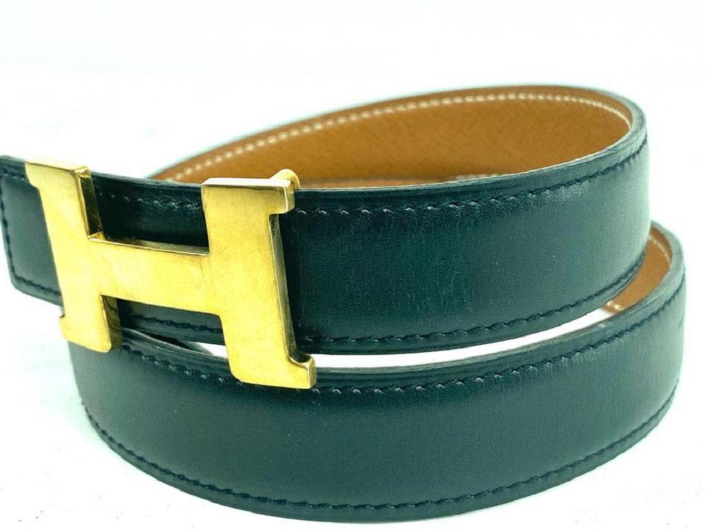 Hermès Gold 24mm H Logo Reversible Kit Black Brown 4her611 Belt For Sale 6