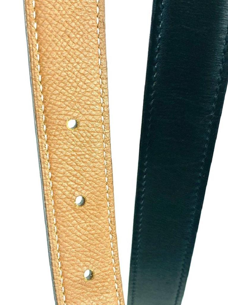 Blue Hermès Gold 24mm H Logo Reversible Kit Black Brown 4her611 Belt For Sale