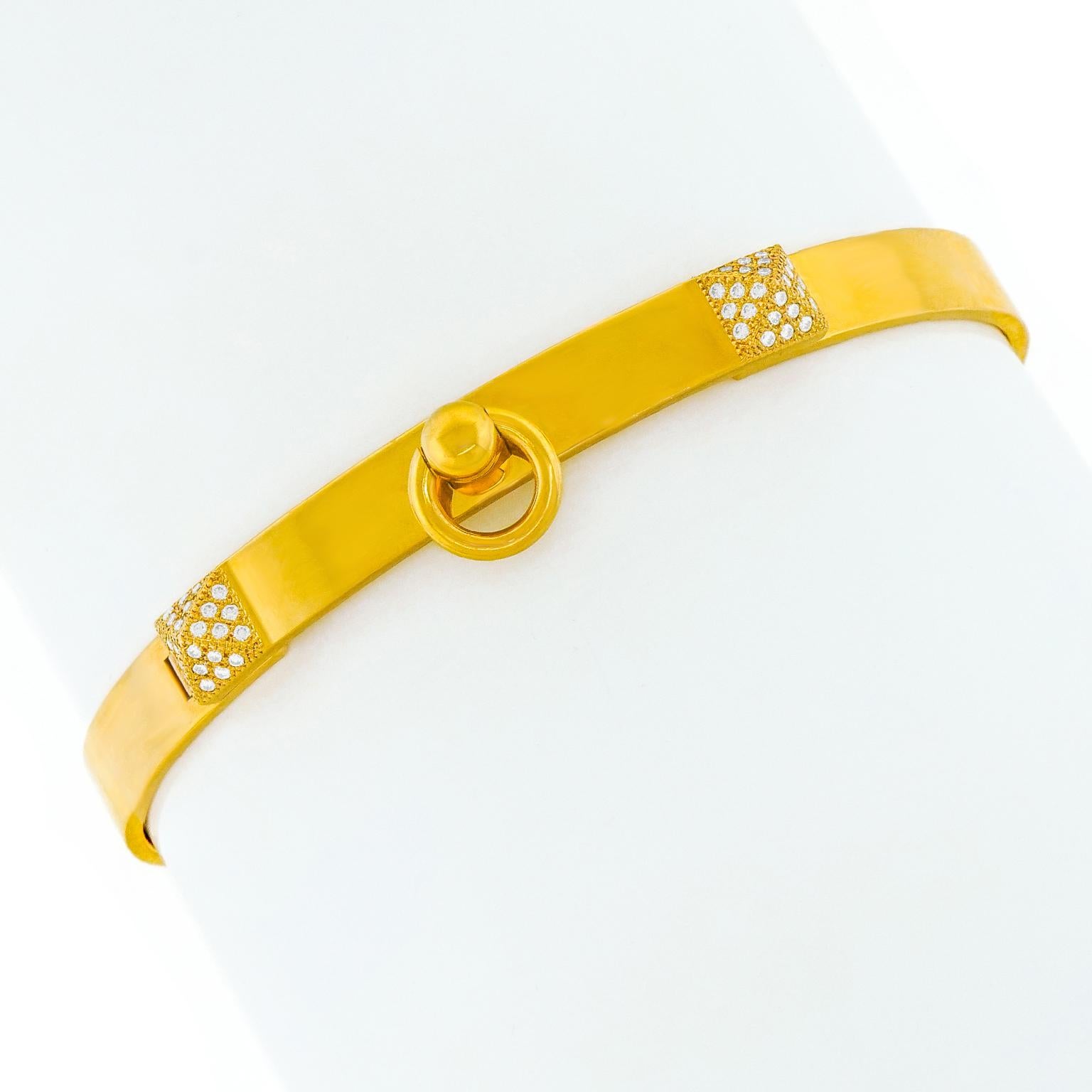 Hermès Bracelet Collier De Chien en or et diamants, taille Large Unisexe en vente