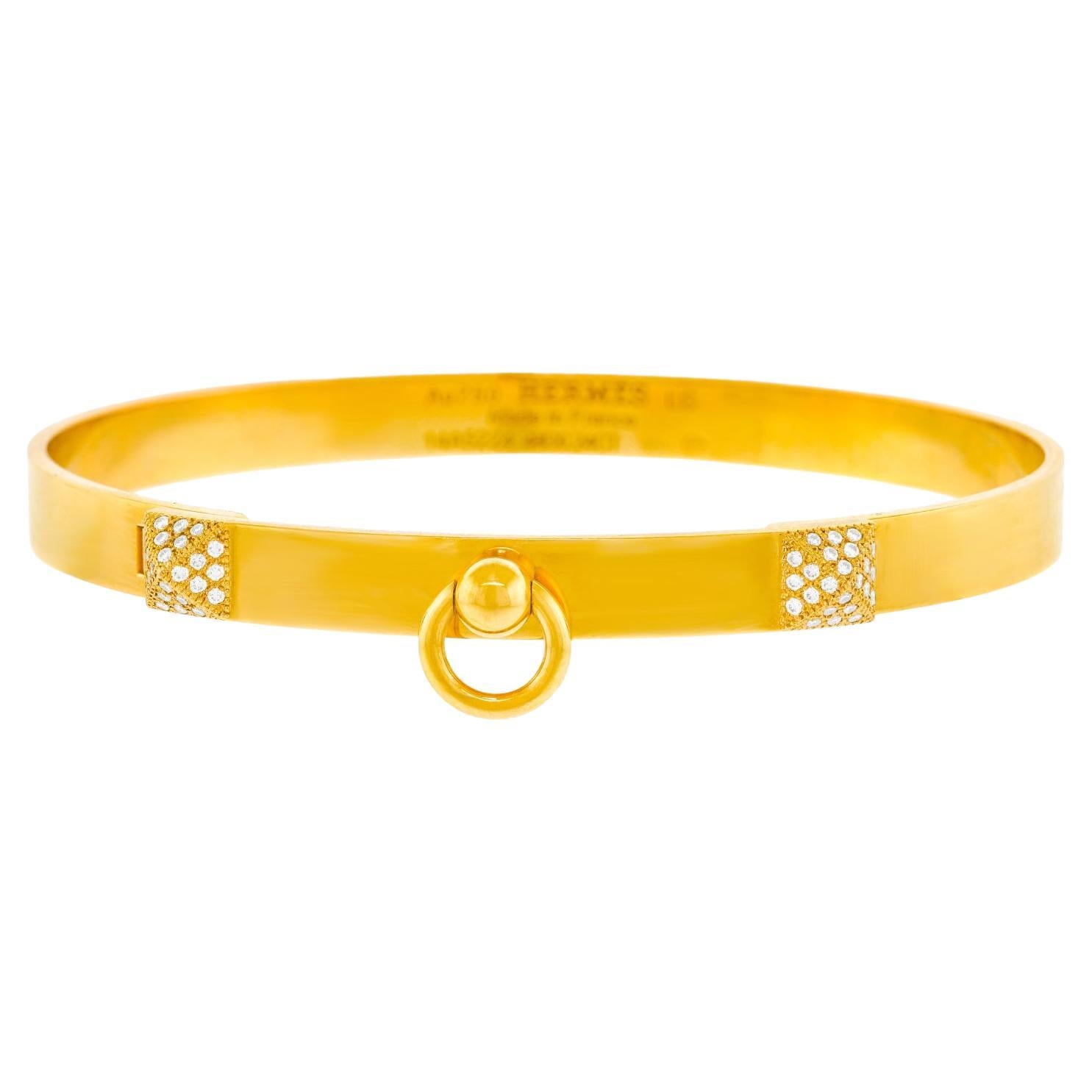 Collier De Chien-Armband aus Gold und Diamanten von Hermès, Größe Large im Angebot