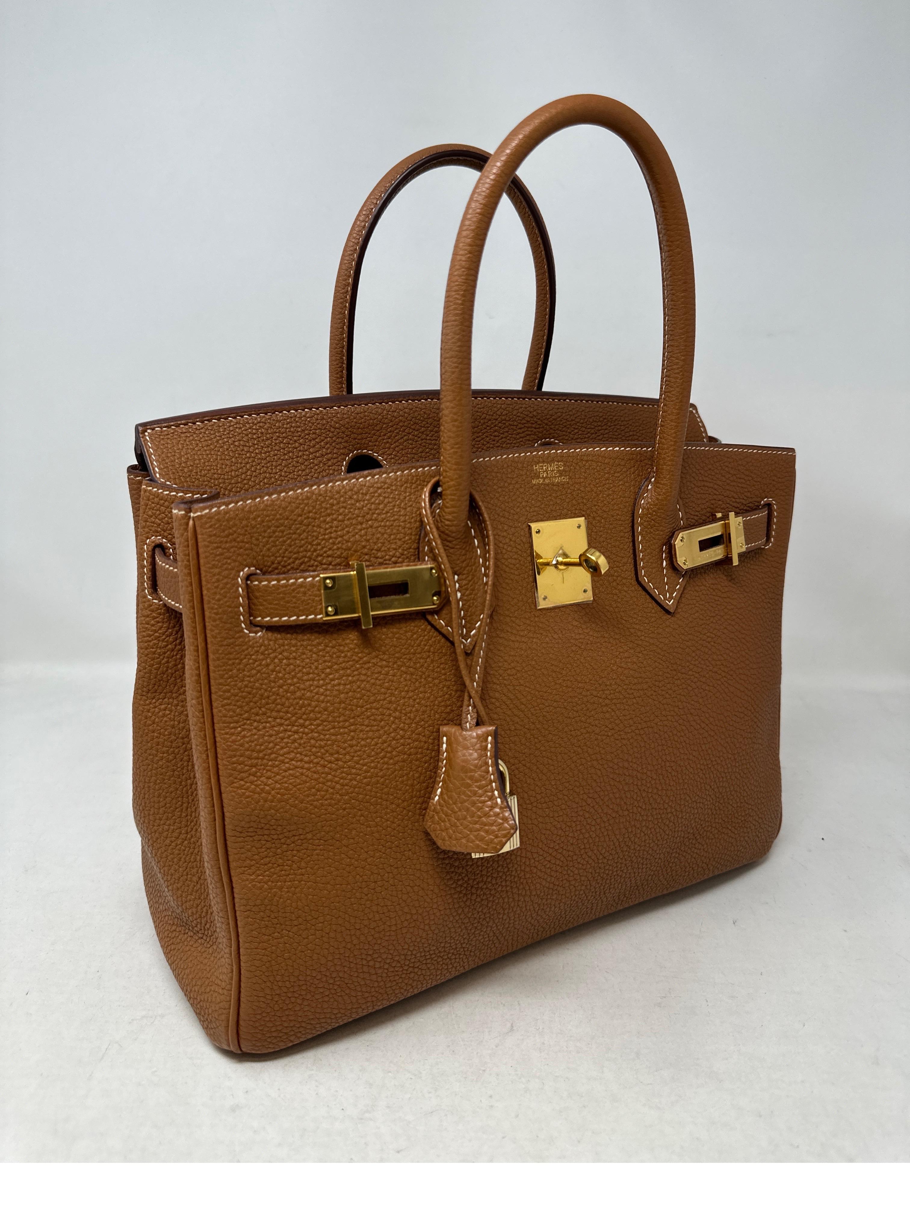 Brown Hermes Gold Birkin 30 Bag 