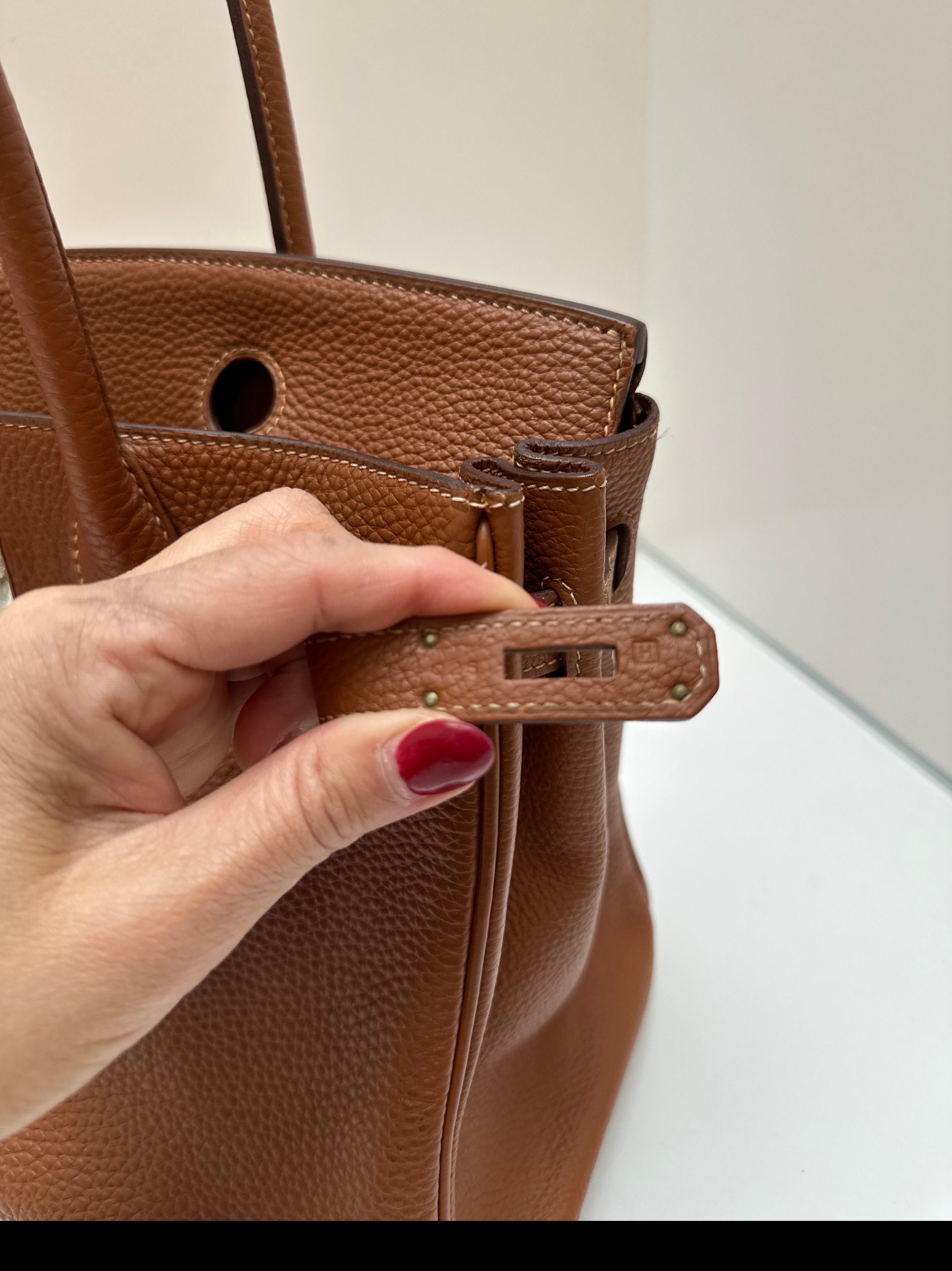 Brown Hermes Gold Birkin 30 Bag