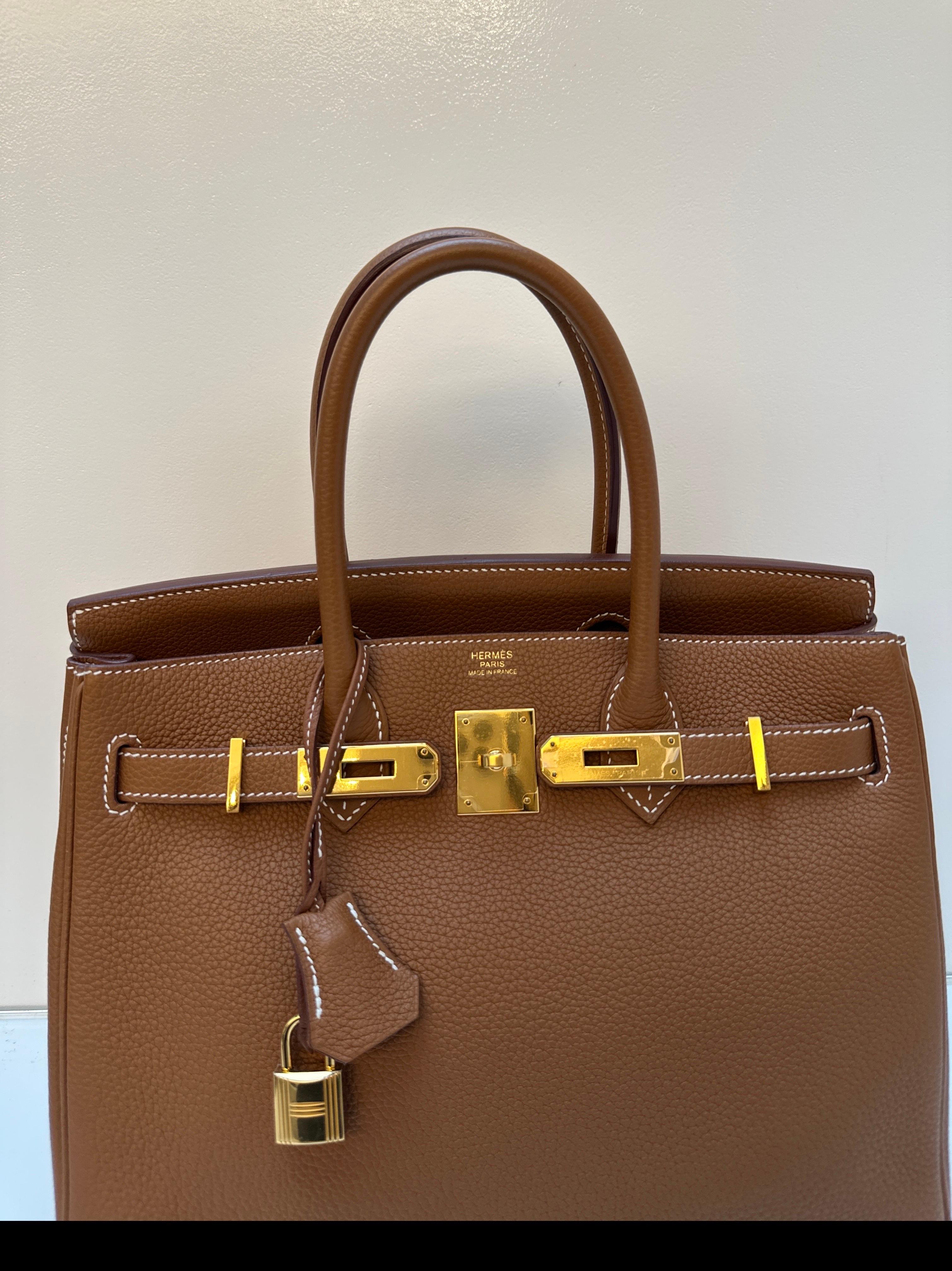 Brown Hermes Gold Birkin 30 Bag For Sale