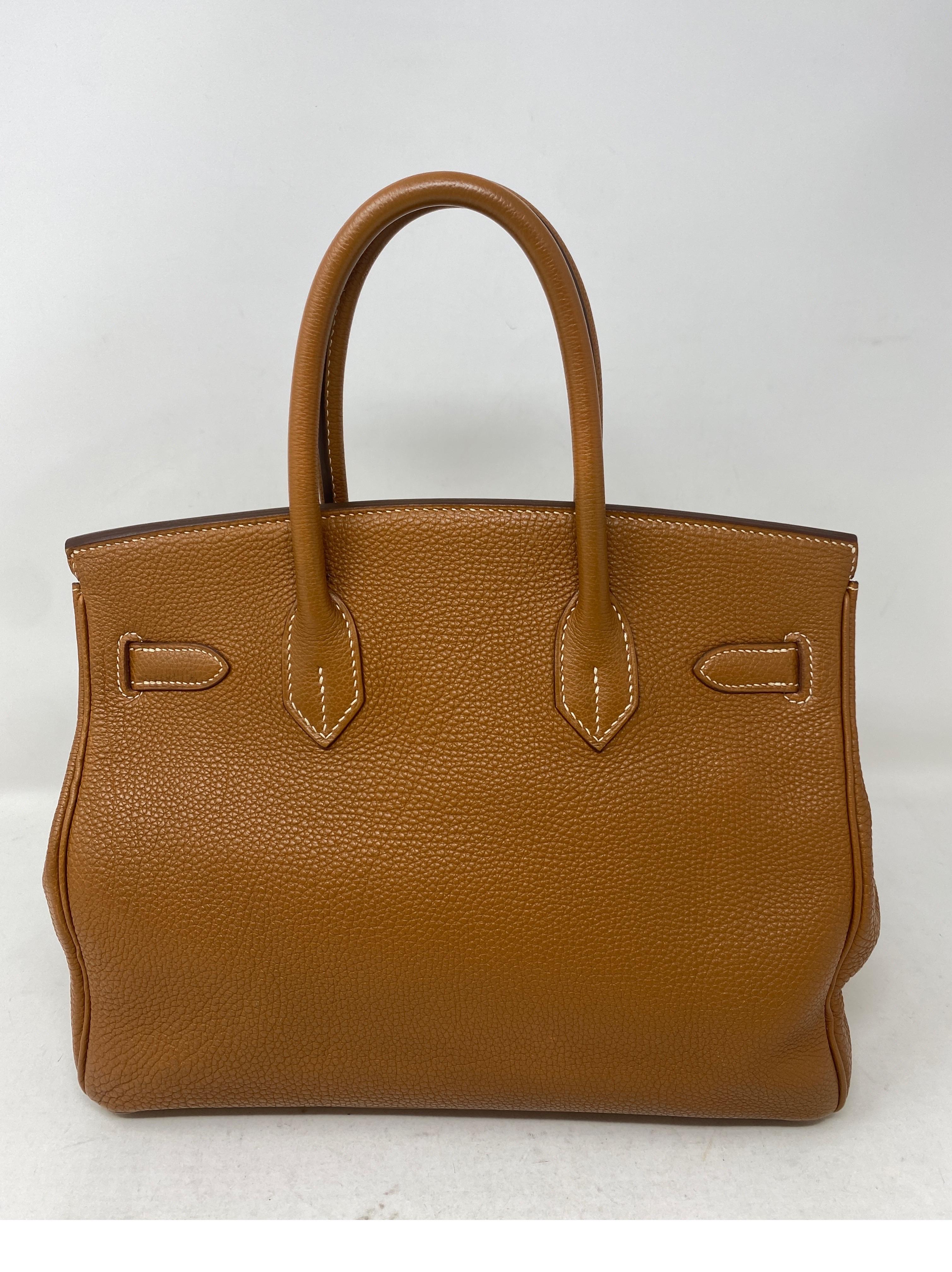 Brown Hermes Gold Birkin 30 Bag