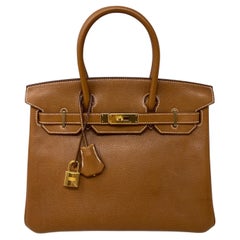 Hermes Gold Birkin 30 Barenia Fauborg Bag 