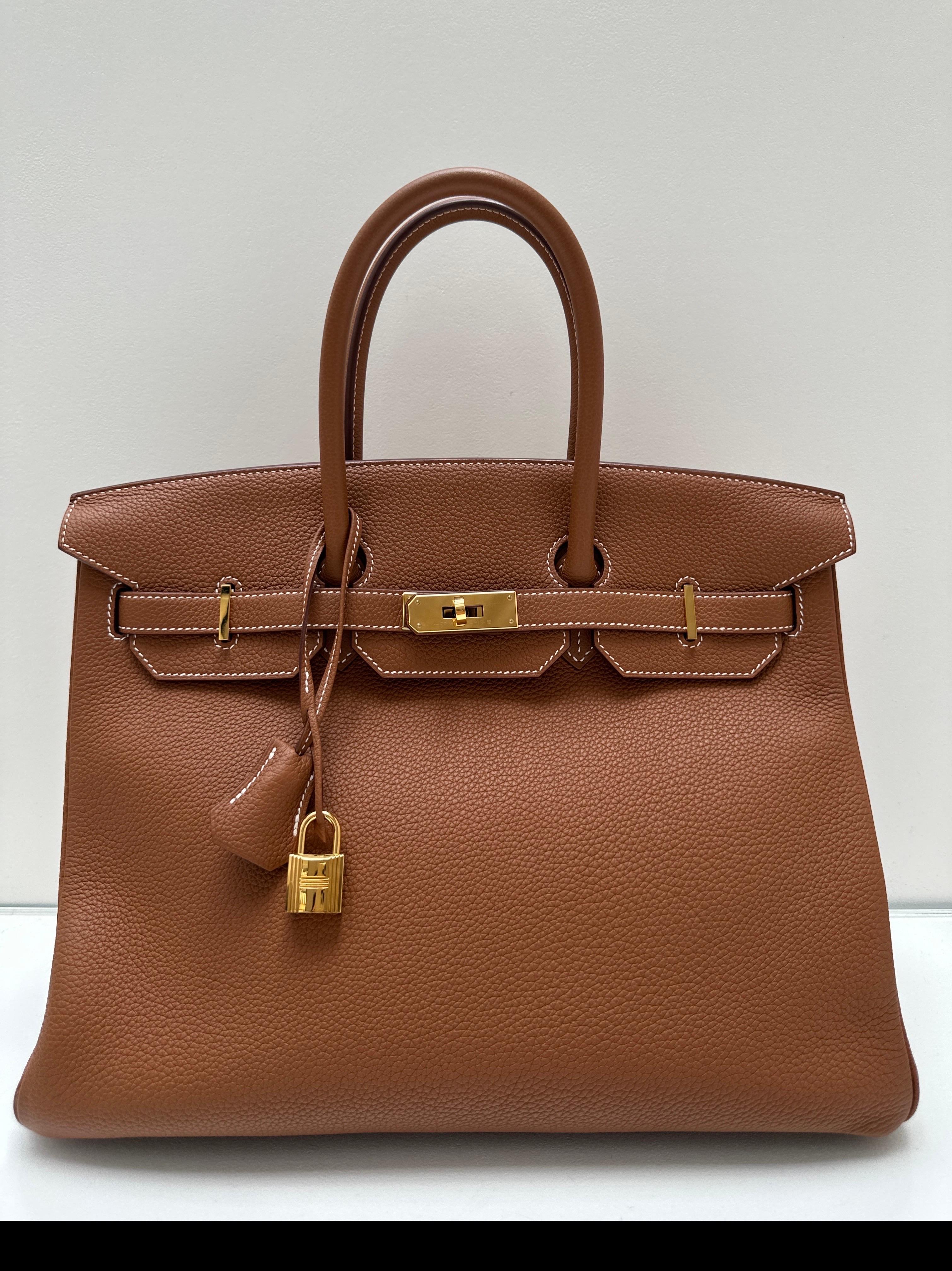Borsa Birkin 35 in oro di Hermes in vendita 7