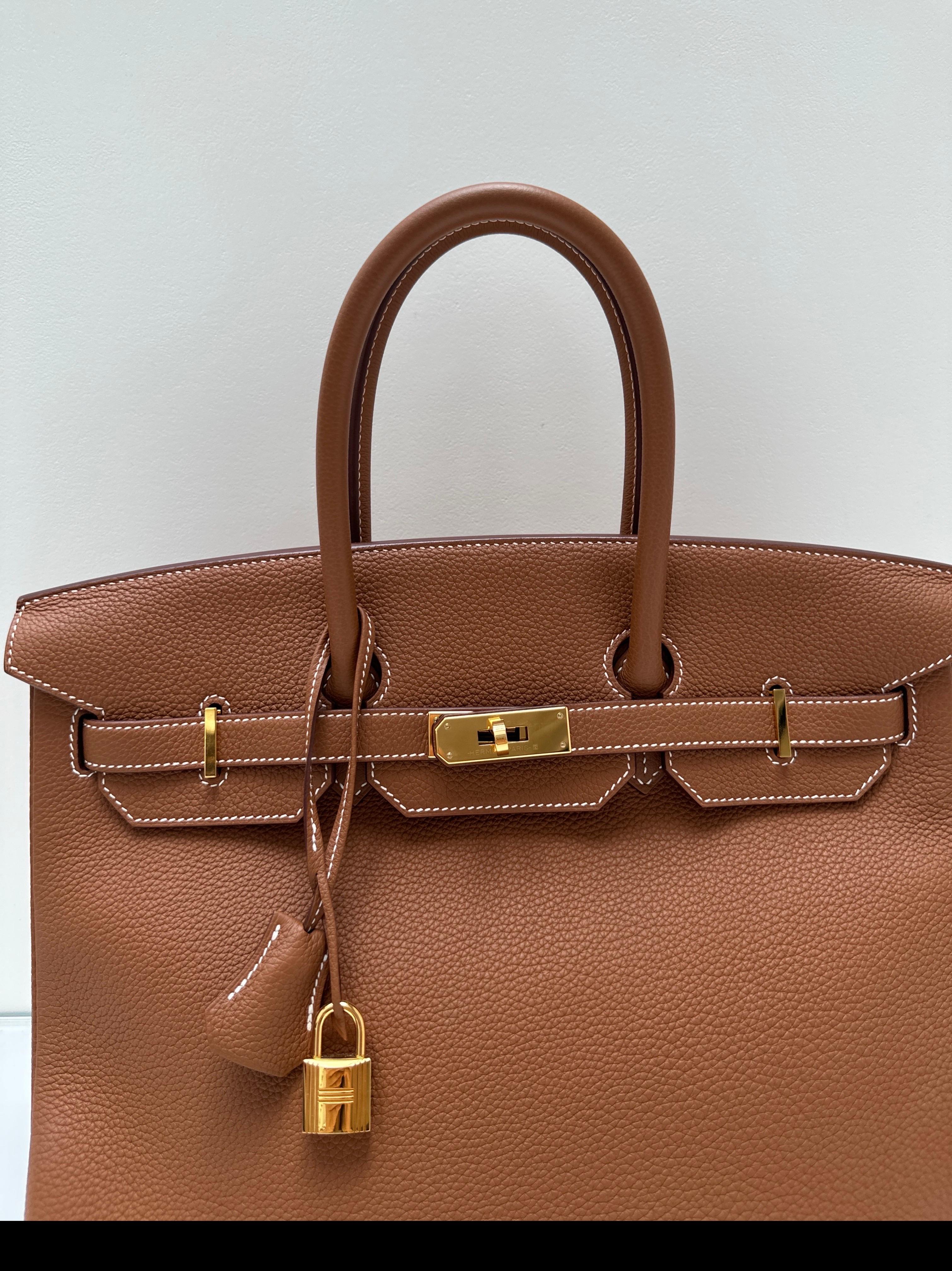 Borsa Birkin 35 in oro di Hermes in vendita 8