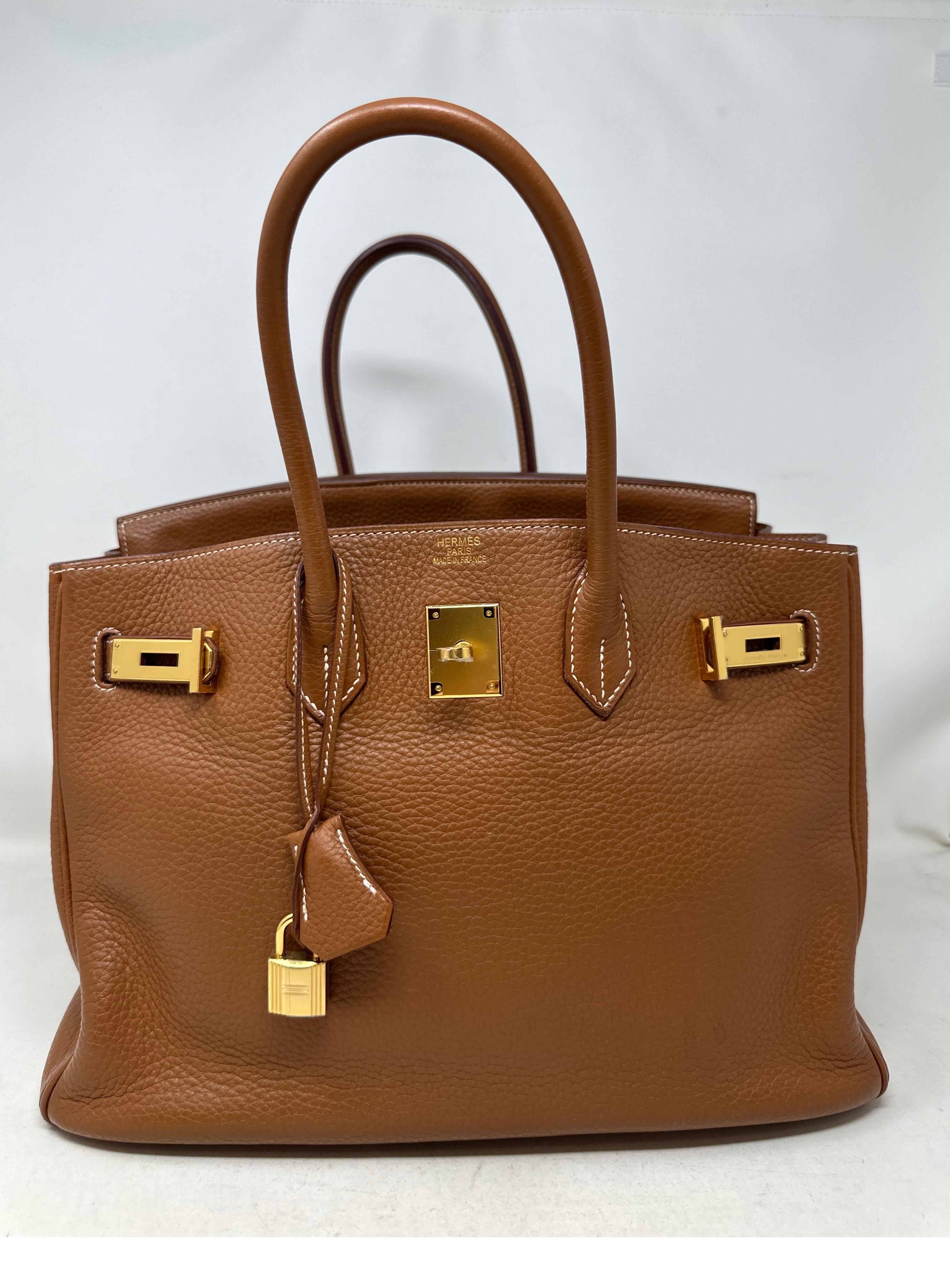 Hermes Gold Birkin 35 Bag. Gold hardware. Most wanted combination. Gold on gold. Clemence leather. Interior clean. Plastic is still on hardware. Includes clochette, lock, keys, and dust bag. The most classic combination. Don't miss out on this one.