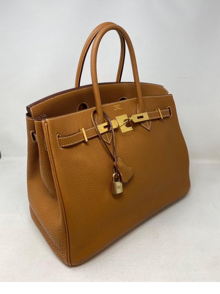Brown Hermes Gold Birkin 35 Bag