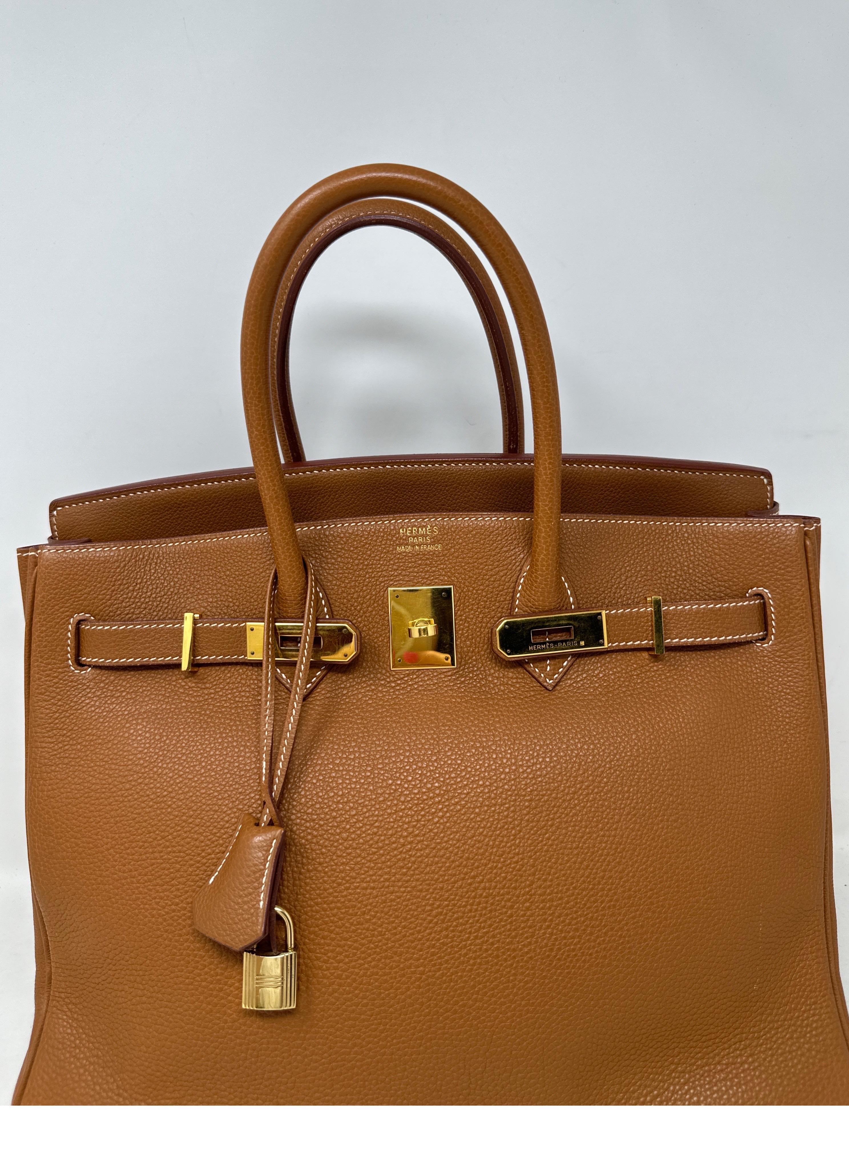 Brown Hermes Gold Birkin 35 Bag