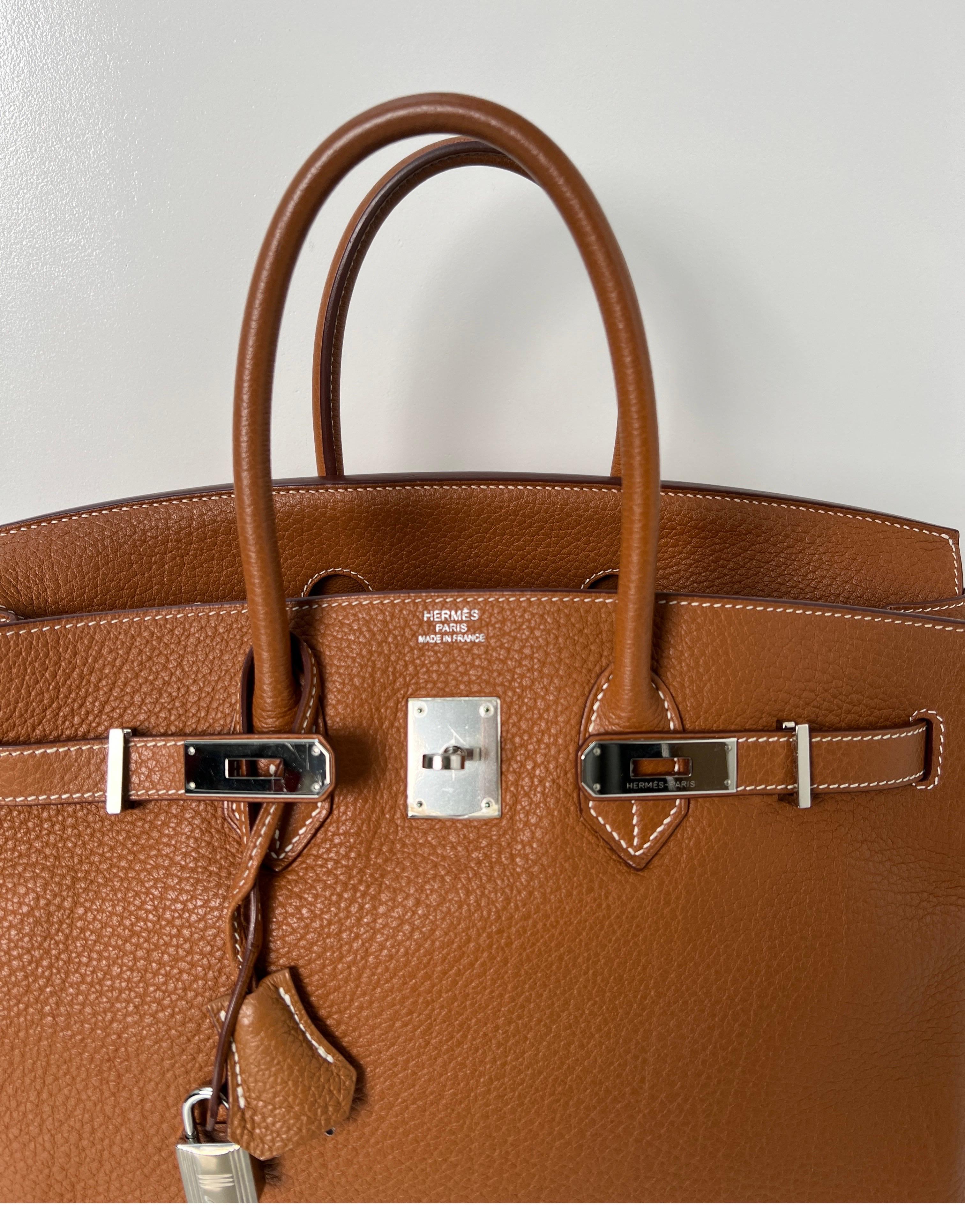 Brown Hermes Gold Birkin 35 Bag