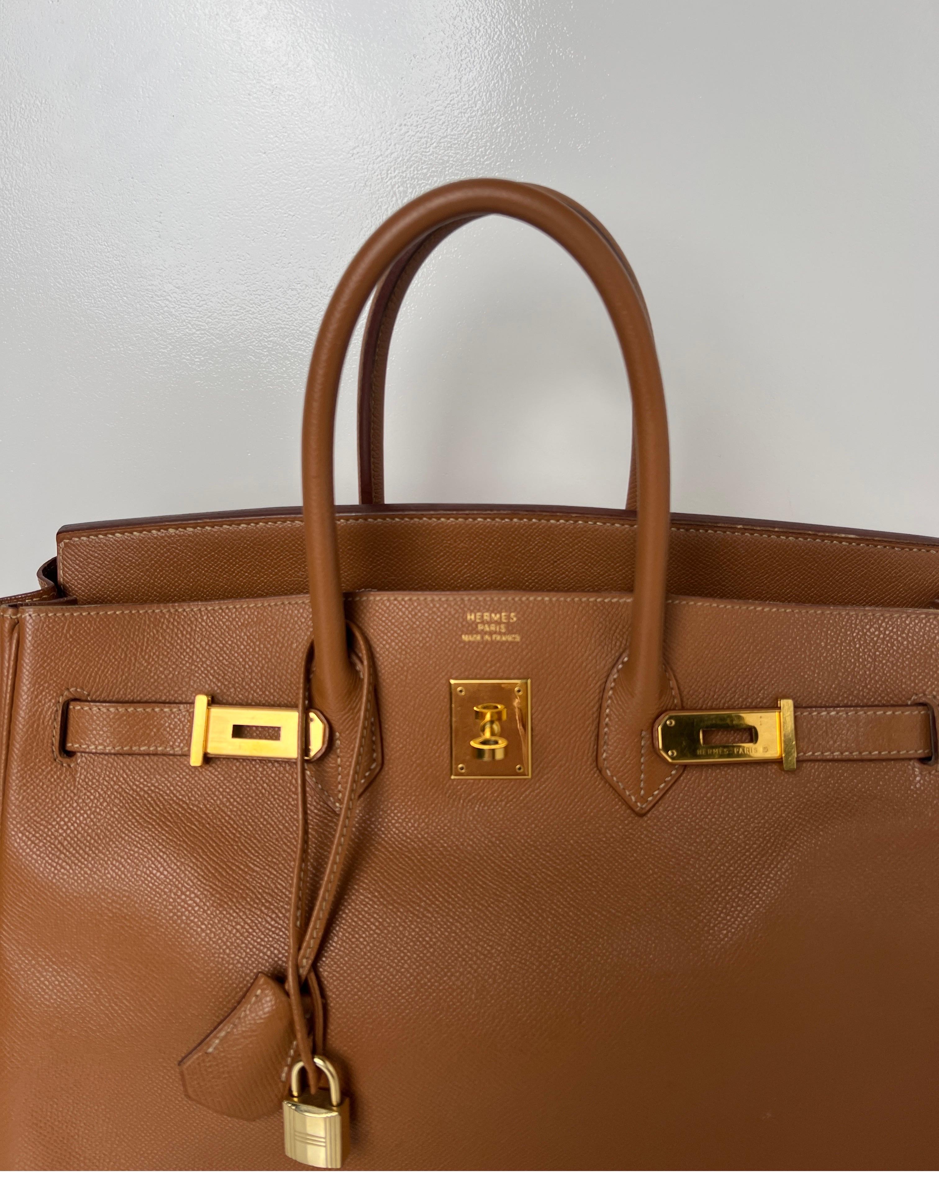 Brown Hermes Gold Birkin 35 Bag