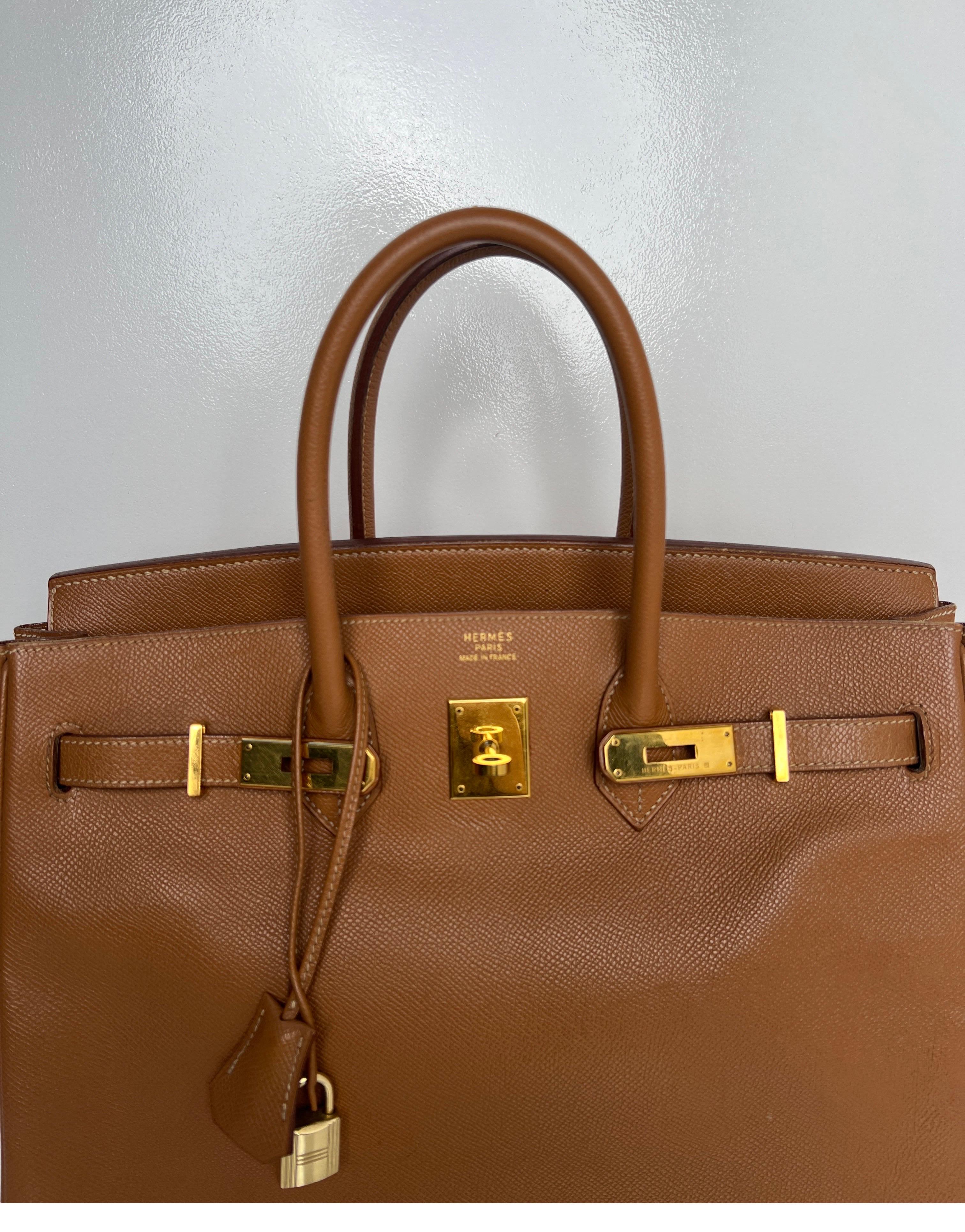 Brown Hermes Gold Birkin 35 Bag