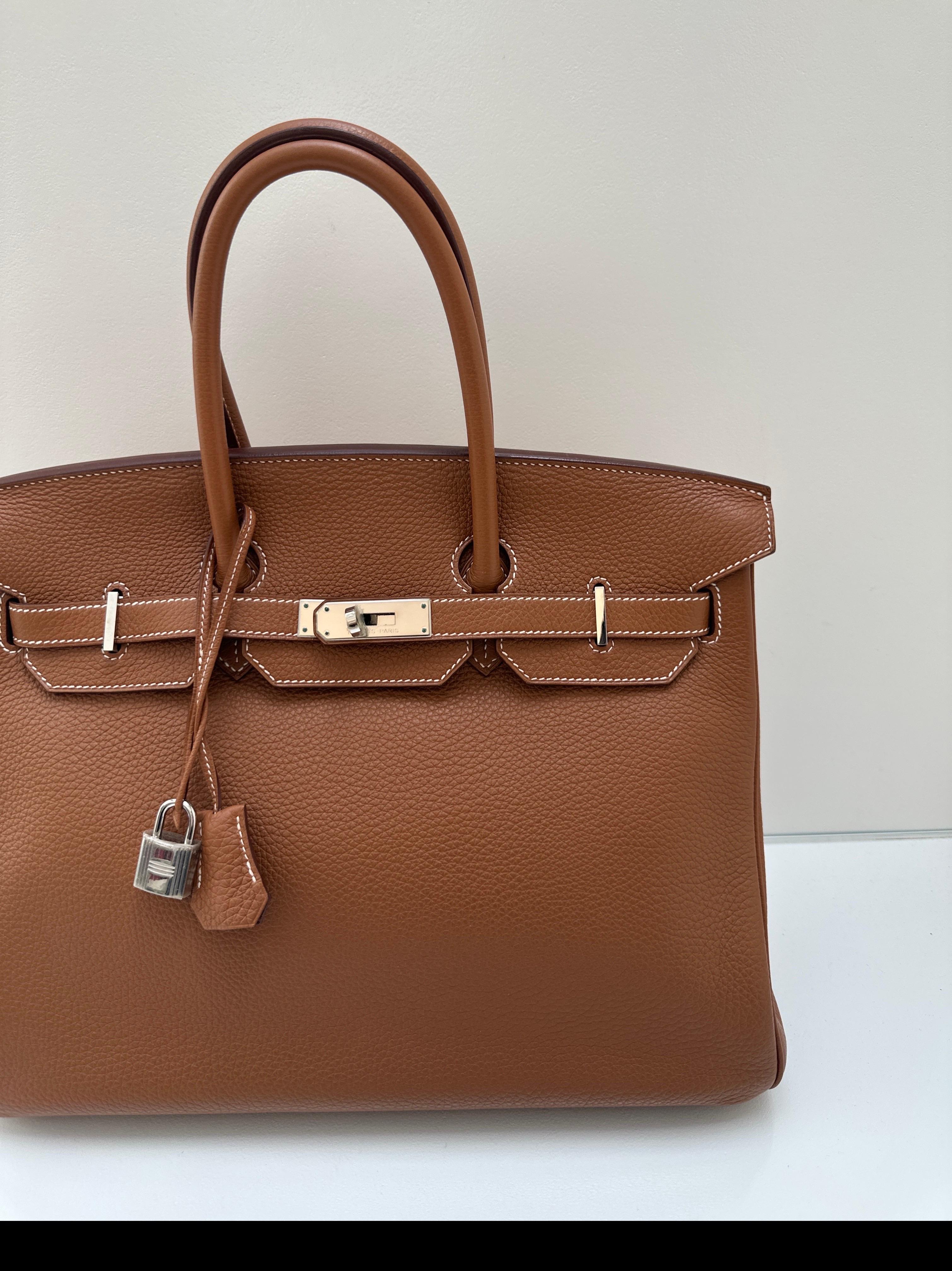 Brown Hermes Gold Birkin 35 Bag