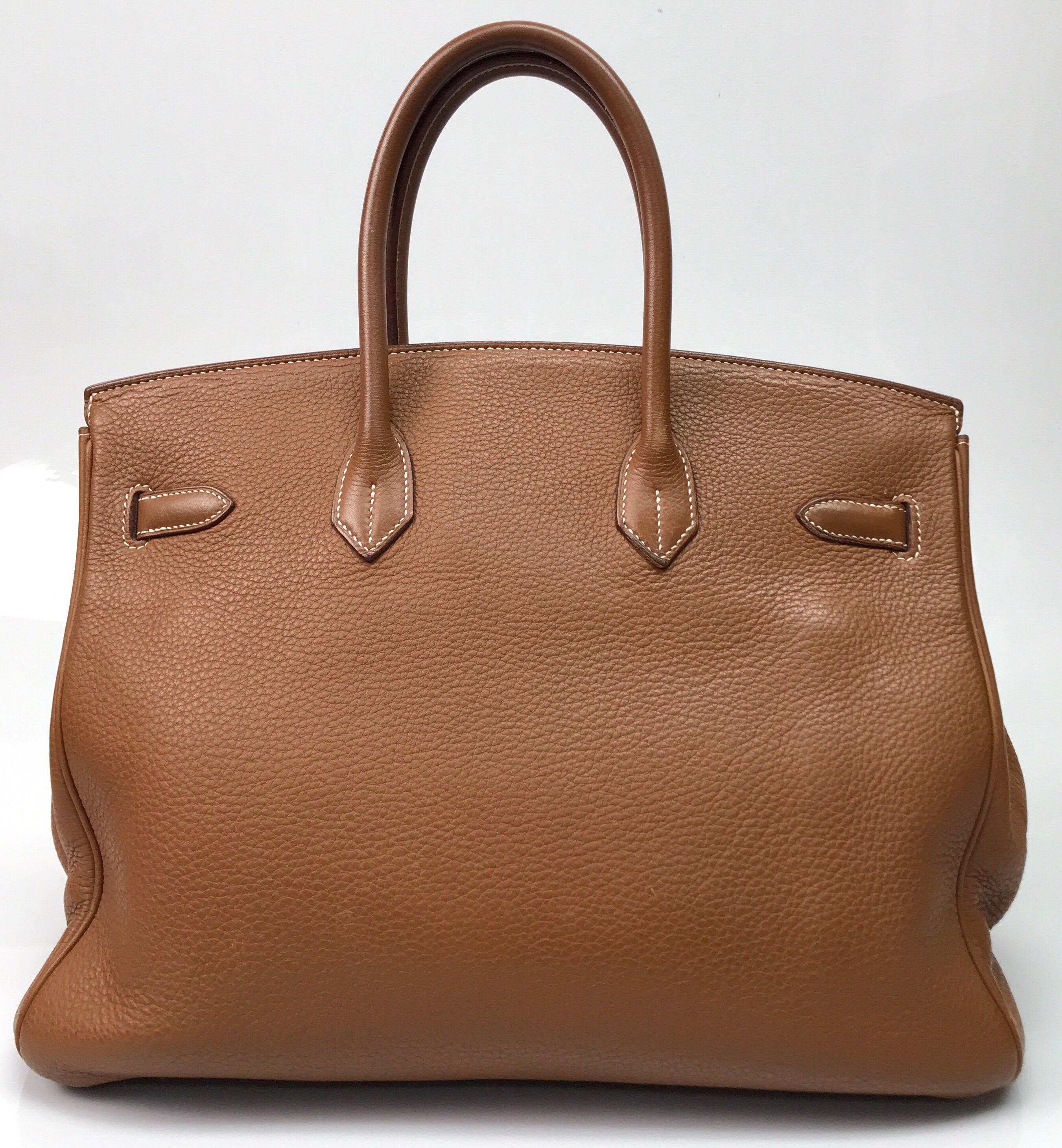 Brown Hermes Gold Birkin PHW 35cm