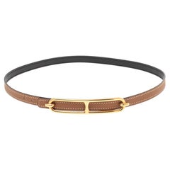 Hermes Gold/Black Epsom and Swift Leather Roulis Reversible Belt 70CM