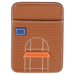 Hermès Gold Bleu De France Orange Swift Faubourg MagSafe Card Holder
