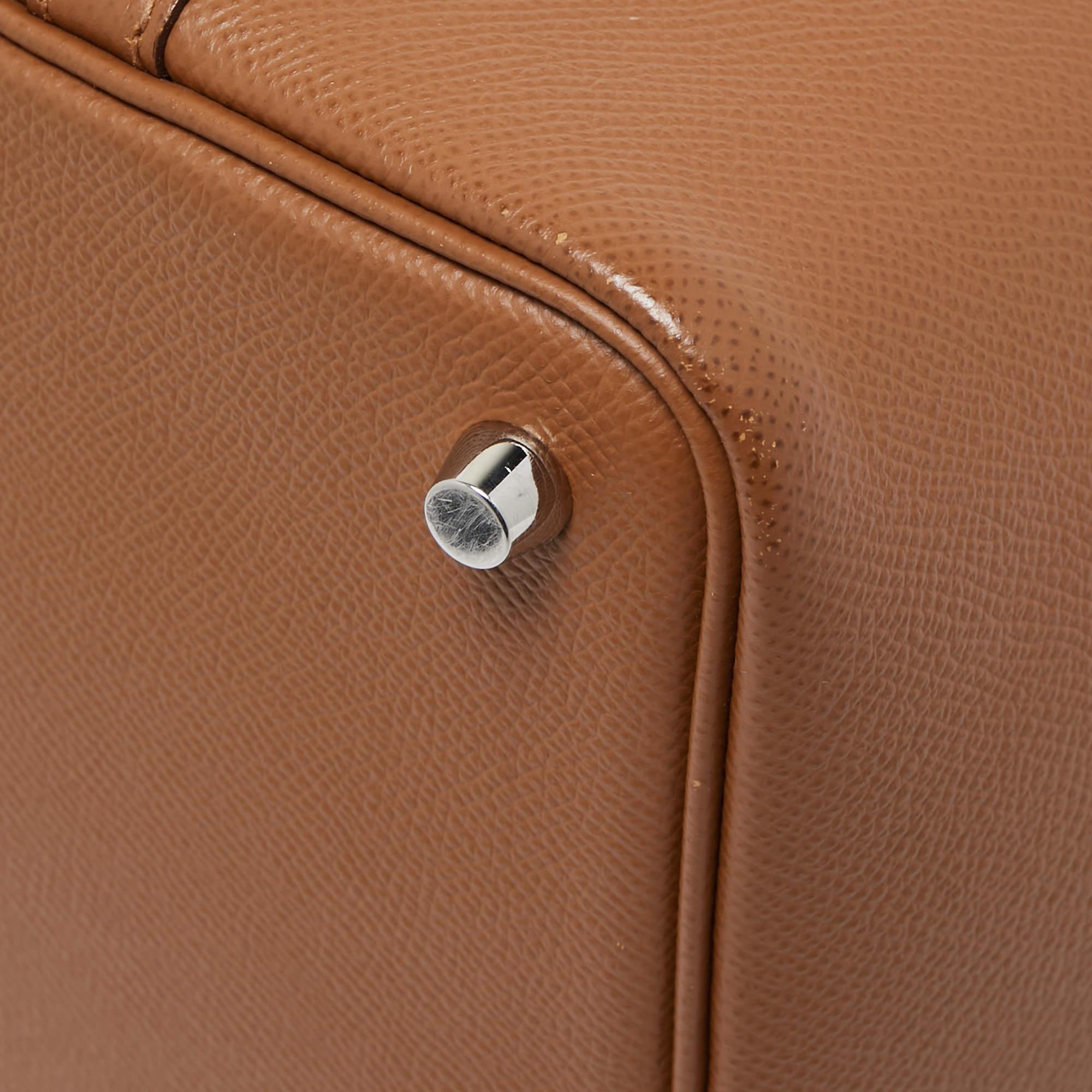 Women's Hermes Gold/Bleu Du Nord/Rouge H Epsom Leather Picotin Lock Tressage PM Bag