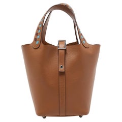 Hermes Gold/Bleu Du Nord/Rouge H Epsom Leather Picotin Lock Tressage PM Bag