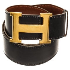 Hermes Gold Blue Brown Skinny H Belt