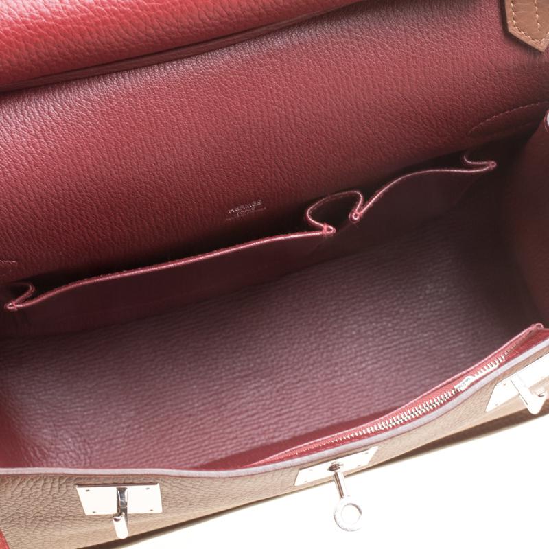 Hermes Gold/Bordeaux Clemence Leather Jypsiere 28 Bag 4