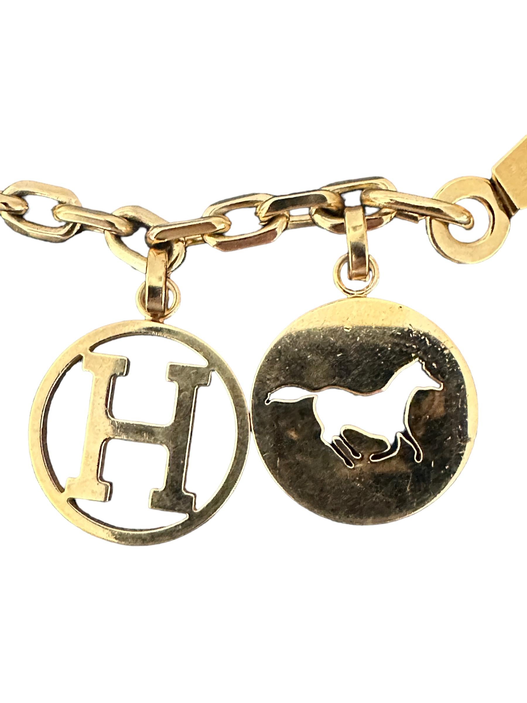 Hermes Gold Breloque Dog Horse H  Bag Charm for Birkin or Kelly

Long discontinued and iconic silver bag charm by Hermes.
Goes beautifully on your Kelly or Birkin
Make your bag standout!
Beloved and coveted, this adorable charm features the iconic