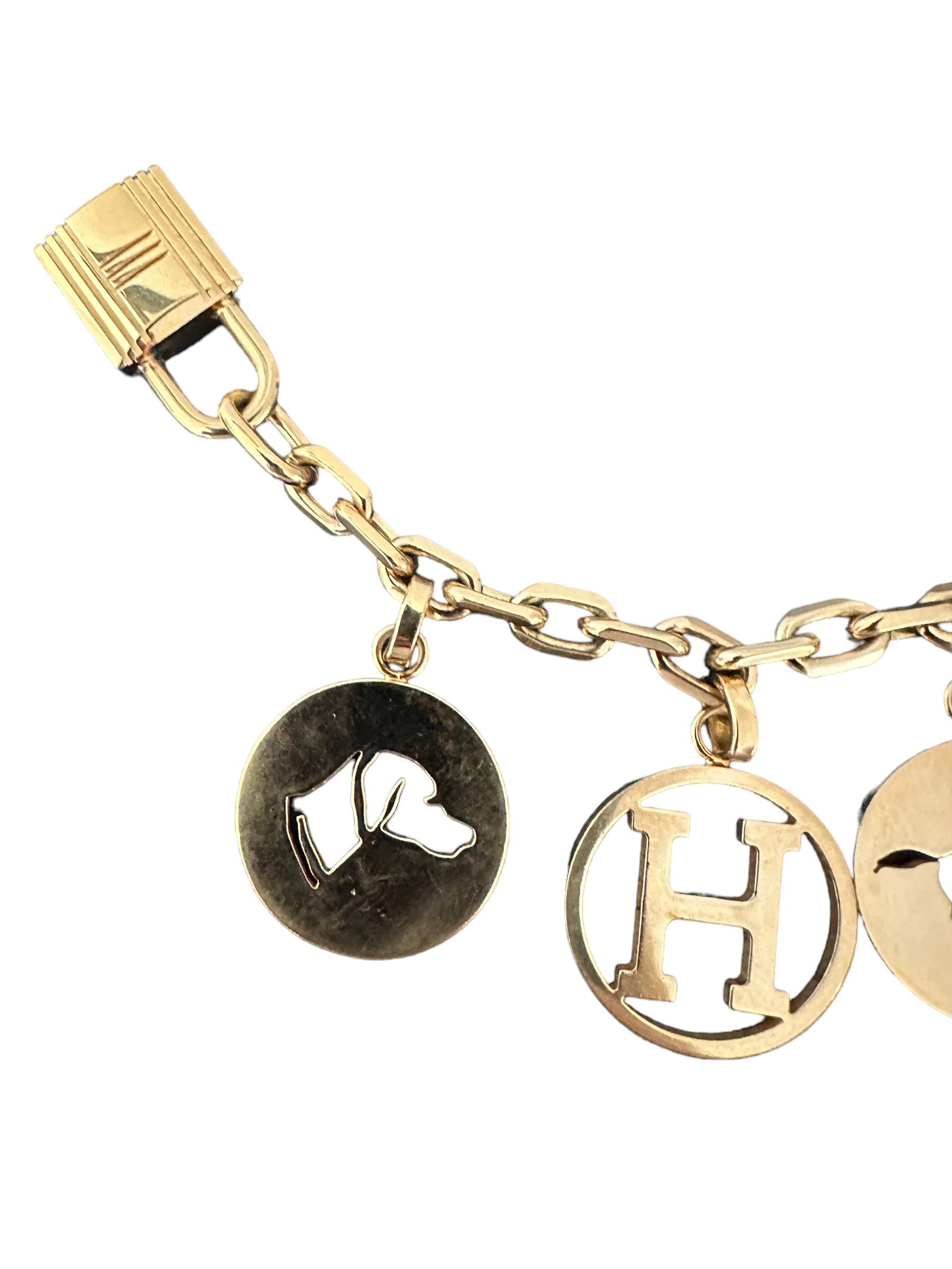 Hermes Gold Breloque Dog Horse H Gold Plated Bag Charm for Birkin or Kelly  In Good Condition For Sale In West Chester, PA
