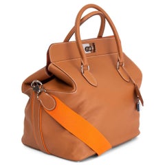 HERMES Gold brown & orange Swift leather TOOLBOX 33 VERSO Bag