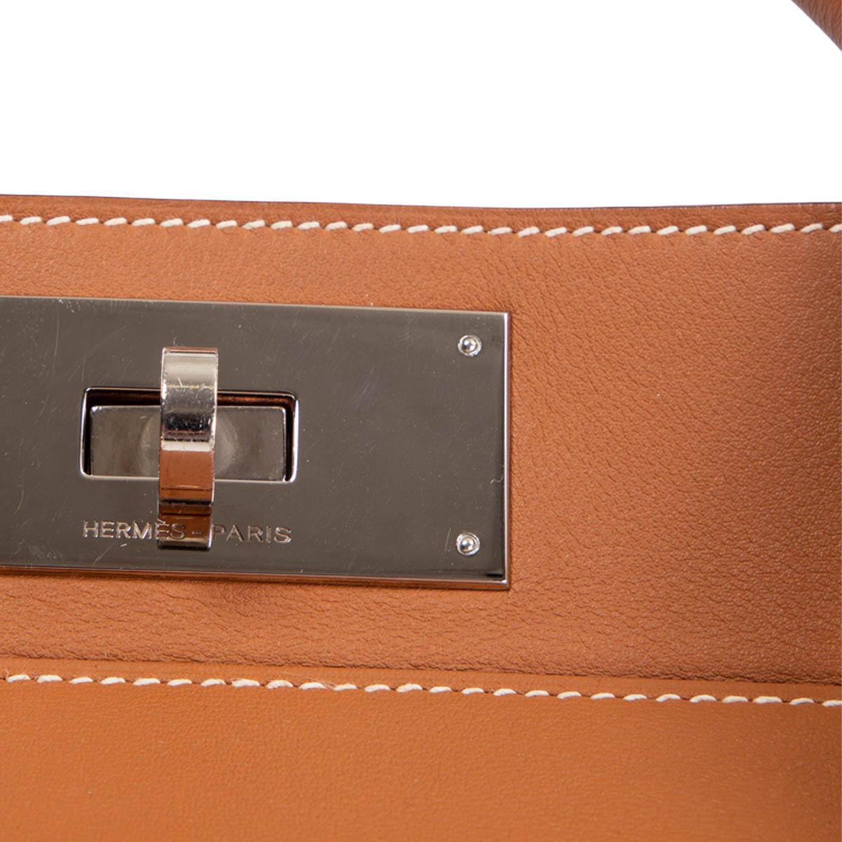 HERMES Gold brown & orange Swift leather TOOLBOX 33 VERSO Bag In Excellent Condition In Zürich, CH