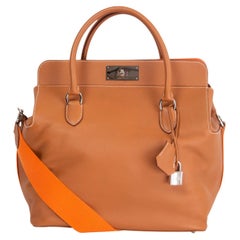 HERMES Gold brown & orange Swift leather TOOLBOX 33 VERSO Bag