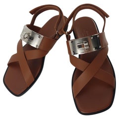 Used Hermes Gold calfskin Size 37 Ines sandal