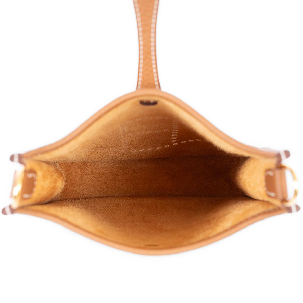 Women's HERMES Gold camel Clemence leather EVELYNE 16 TPM Crossbody Bag Ghw For Sale