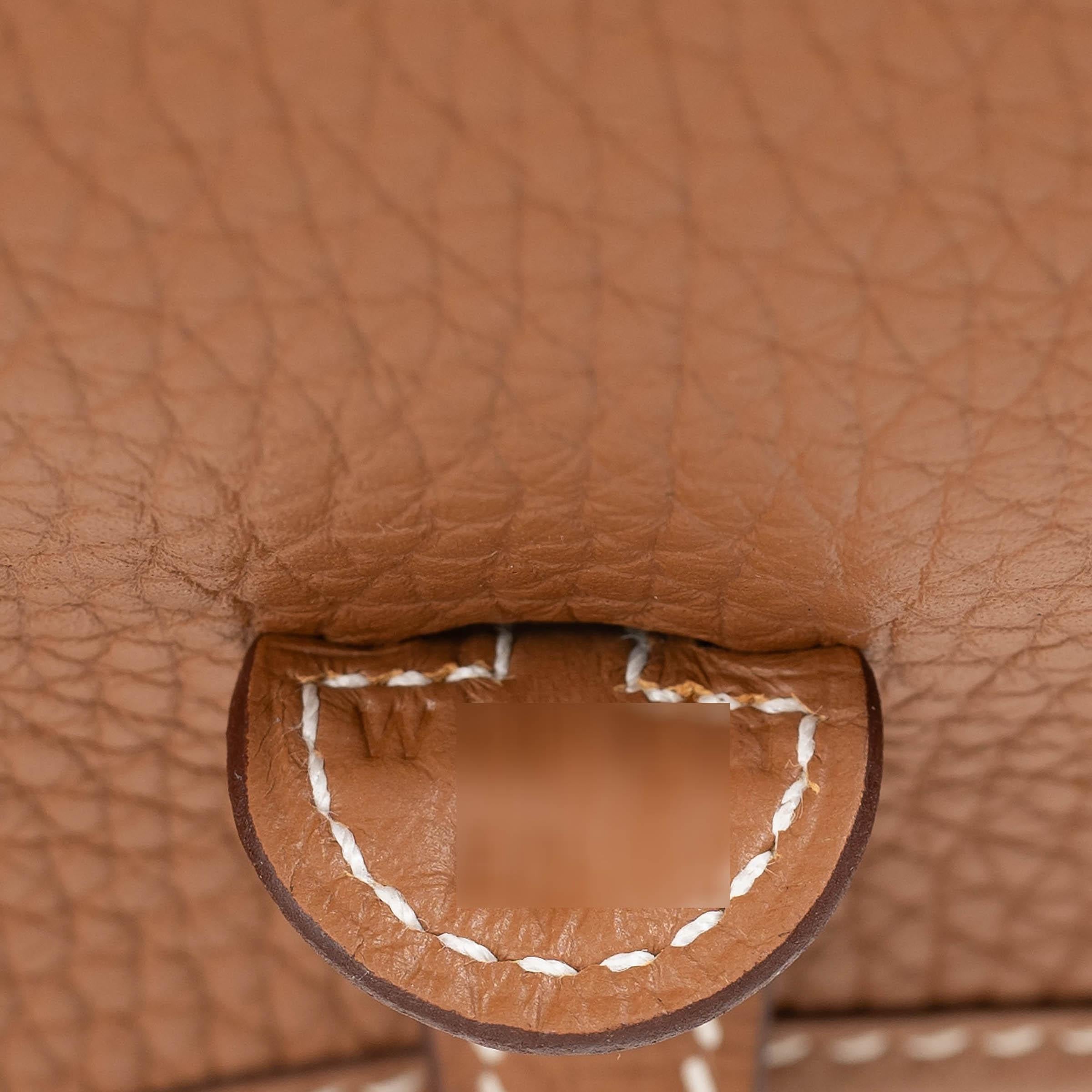 HERMES Gold camel Clemence leather EVELYNE 16 TPM Crossbody Bag Ghw 1