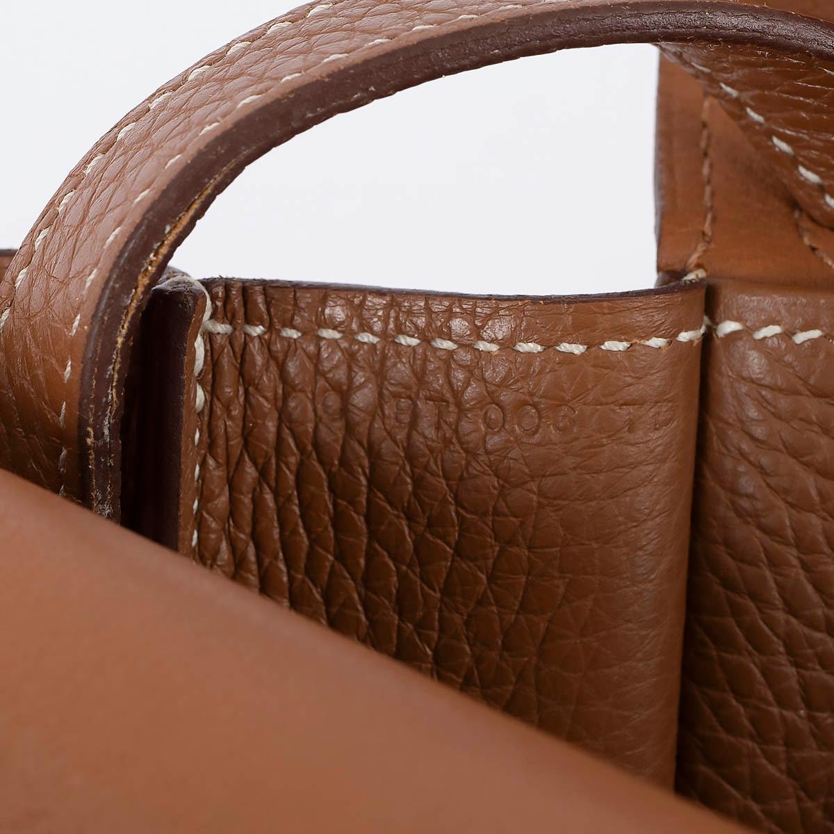 HERMES Gold camel Clemence leather HALZAN 31 Crossbody Bag For Sale 6