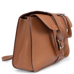 HERMES Gold camel Clemence leather HALZAN 31 Crossbody Bag