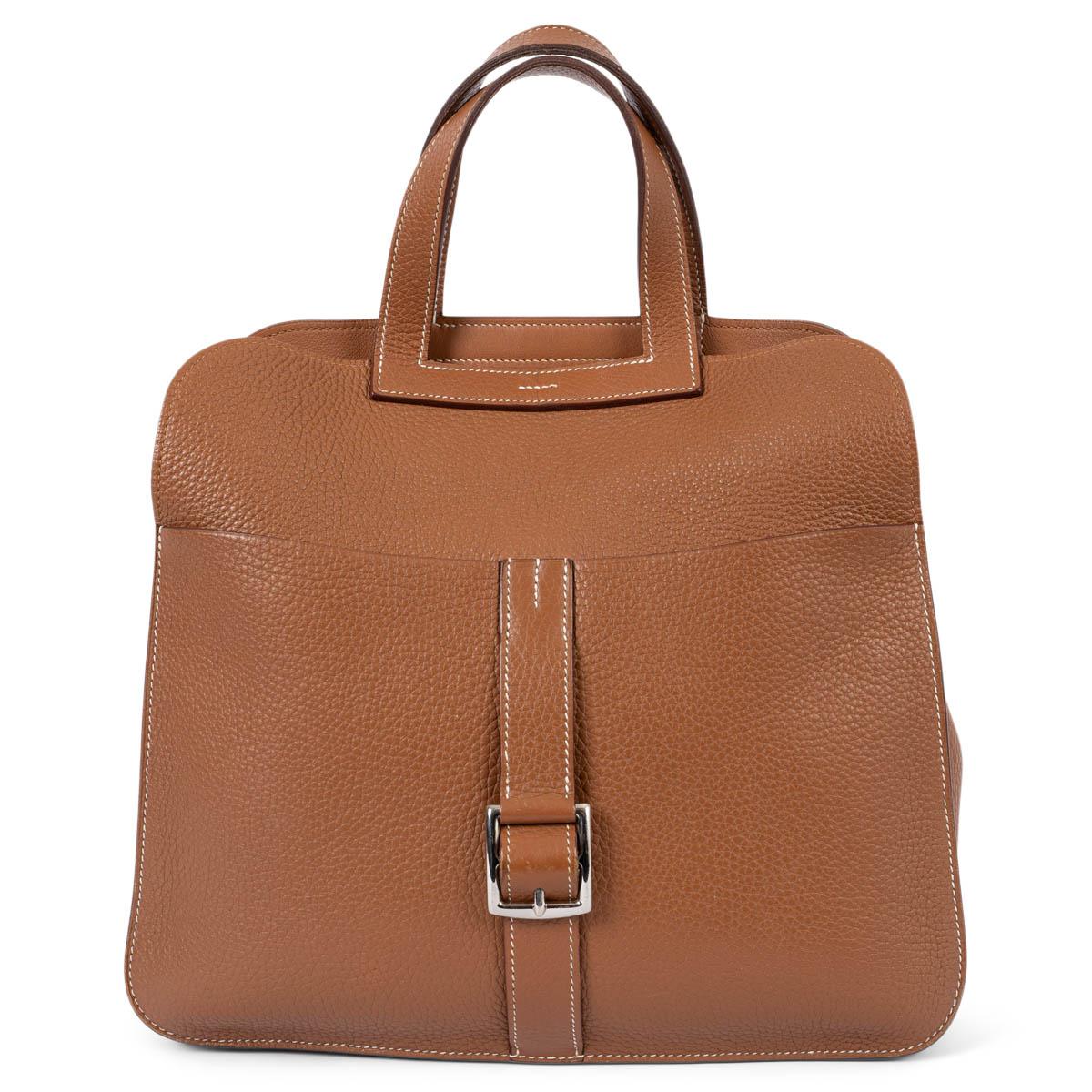 HERMES Gold camel Clemence leather HALZAN 31 Crossbody Bag For Sale 1