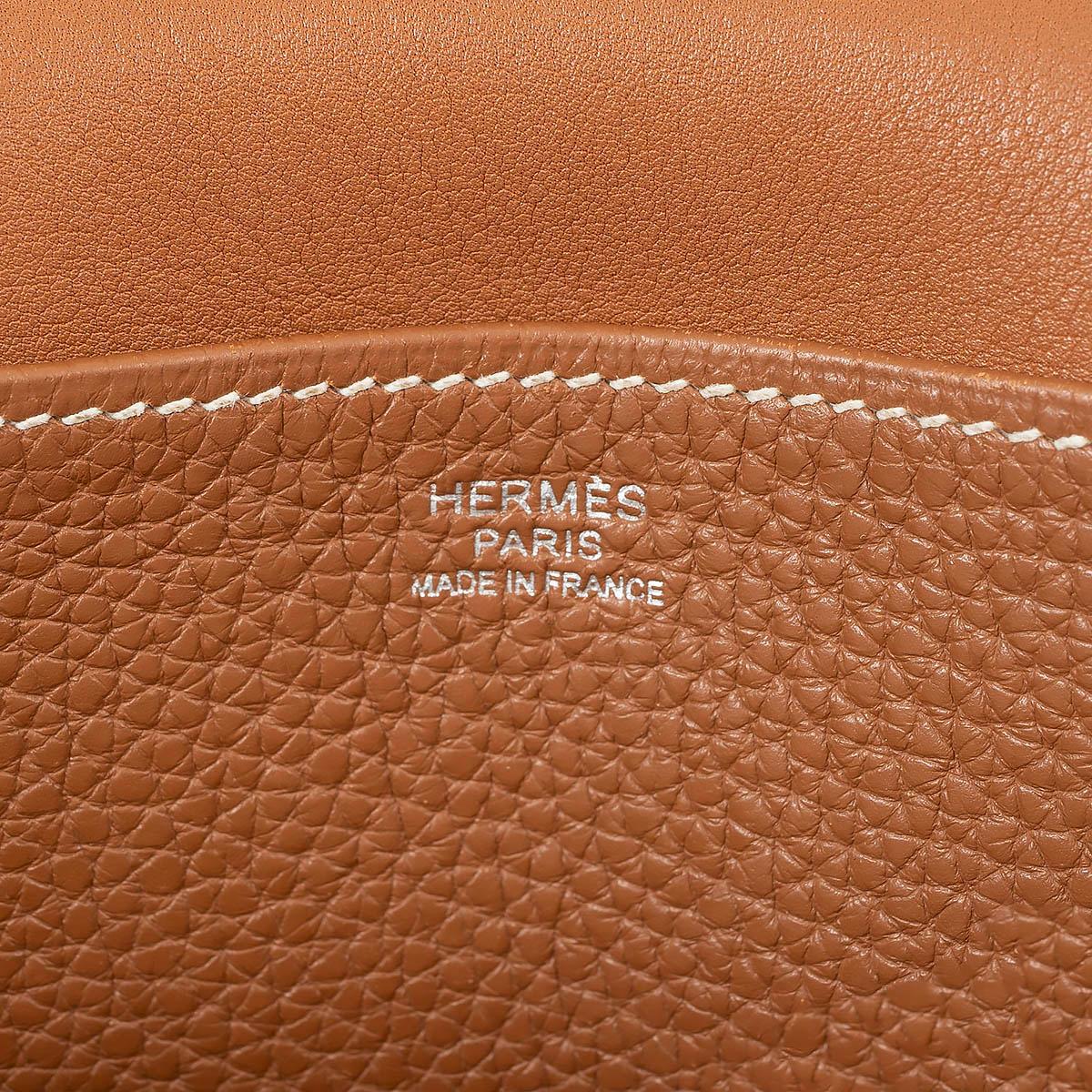 HERMES Gold camel Clemence leather HALZAN 31 Crossbody Bag For Sale 3