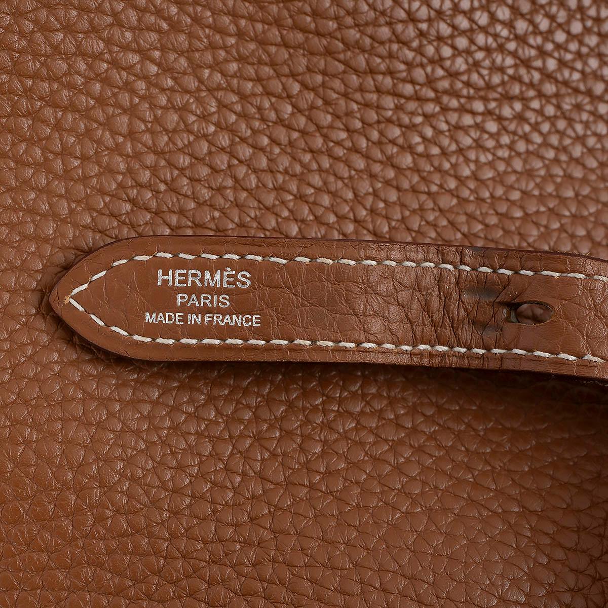 HERMES Gold camel Clemence leather HALZAN 31 Crossbody Bag For Sale 4