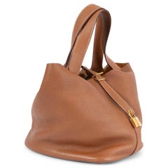 HERMES Gold camel Clemence leather PICOTIN LOCK 26 Bag