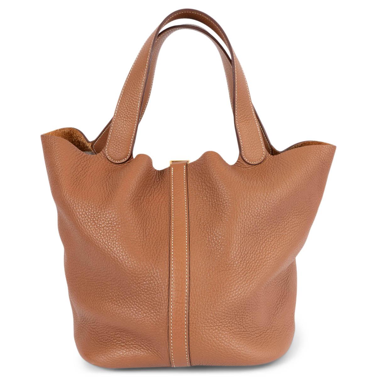 Brown HERMES Gold camel Clemence leather PICOTIN LOCK 26 Bag