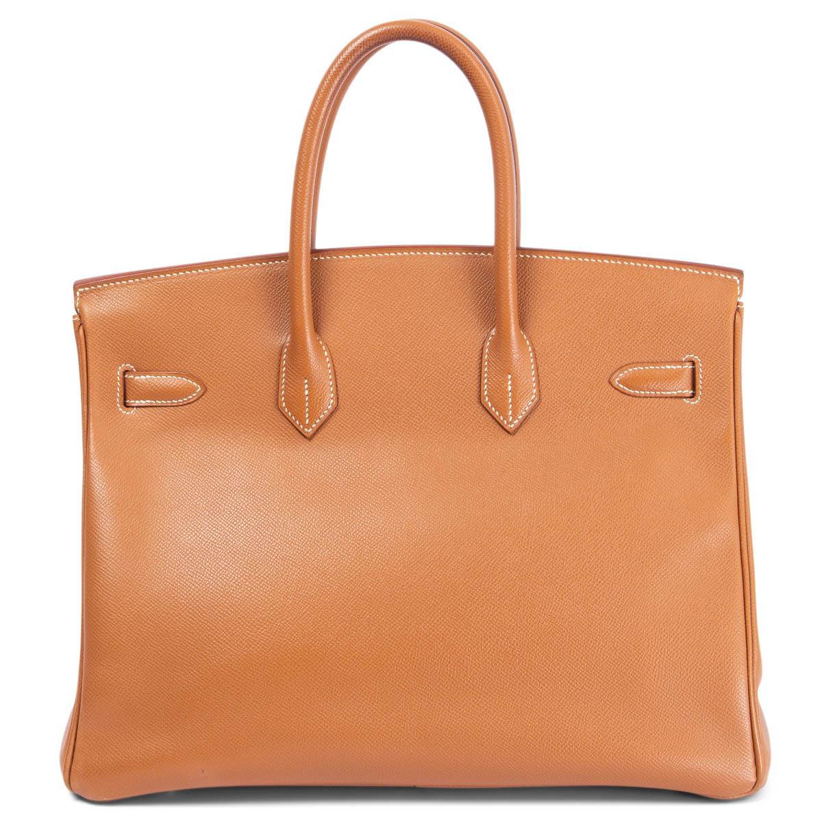 HERMES Gold camel Epsom leather BIRKIN 35 Bag Ghw In Fair Condition For Sale In Zürich, CH