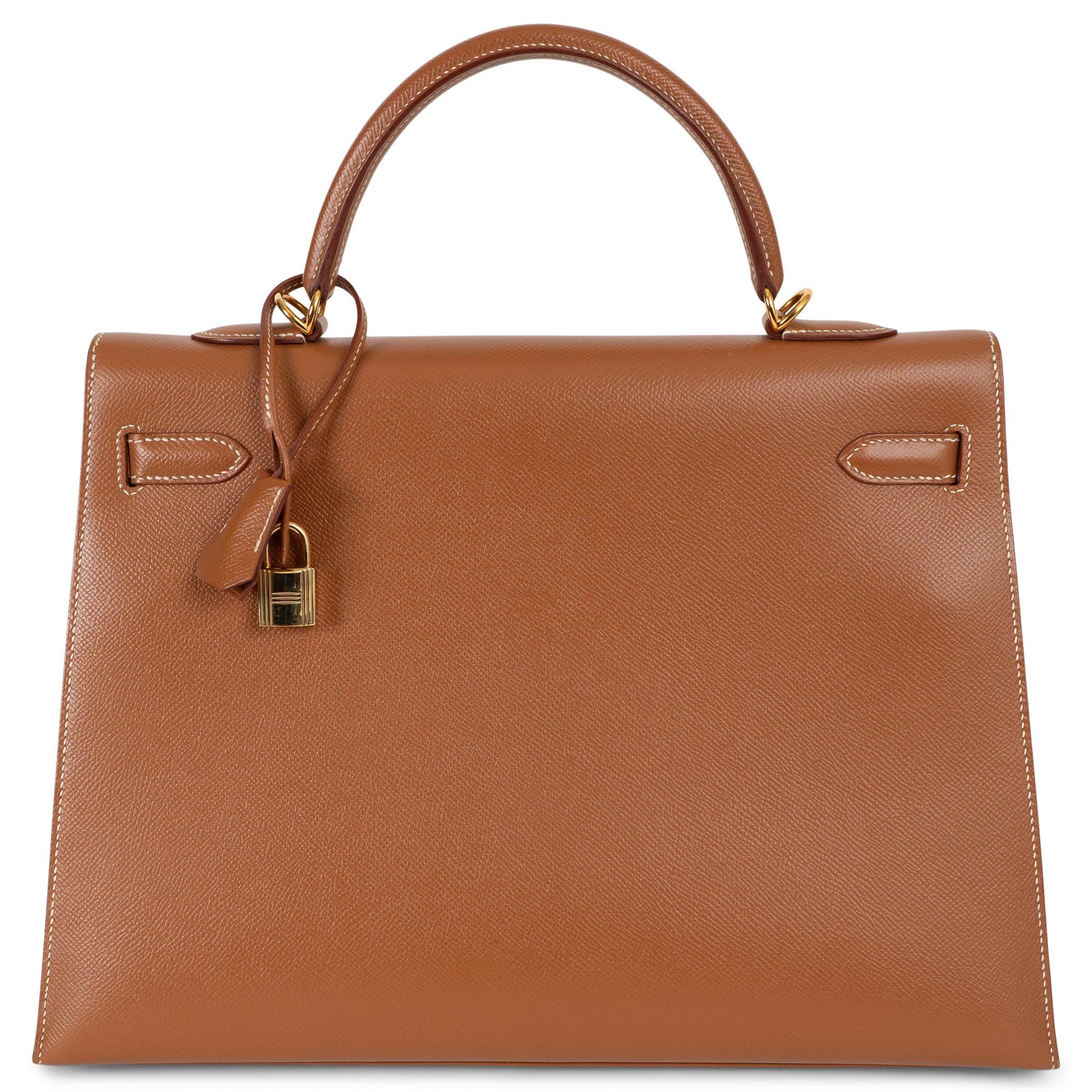 Marrone HERMES Oro cammello Epsom pelle KELLY 35 SELLIER Borsa w Oro in vendita