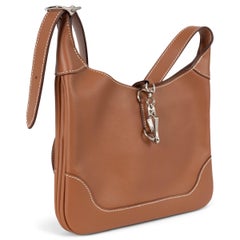 HERMES Gold camel Evercolor leather TRIM DUO 24 Crossbody Bag Phw