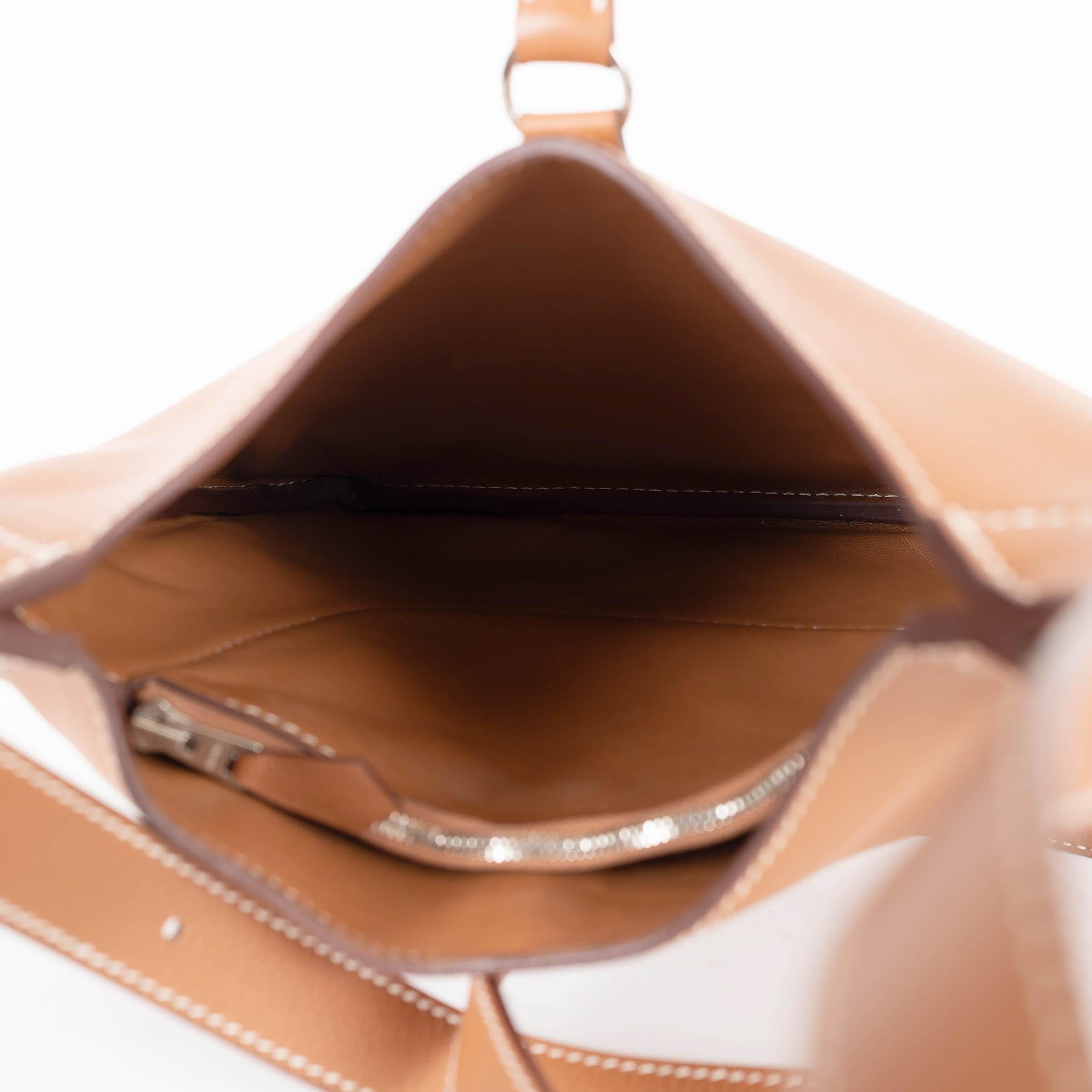 HERMES Gold camel Evercolor Leder TRIM DUO 24 Crossbody Tasche Phw Damen im Angebot