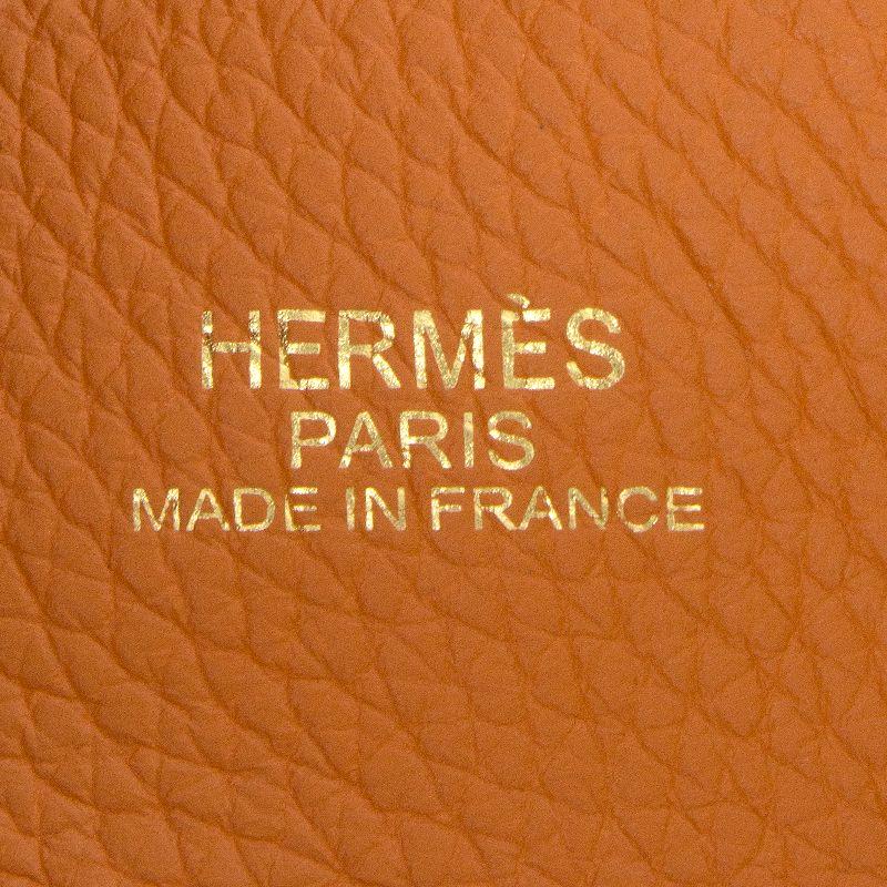 HERMES Gold camel & orange Clemence leather DOUBLE SENS 36 Tote Bag 2