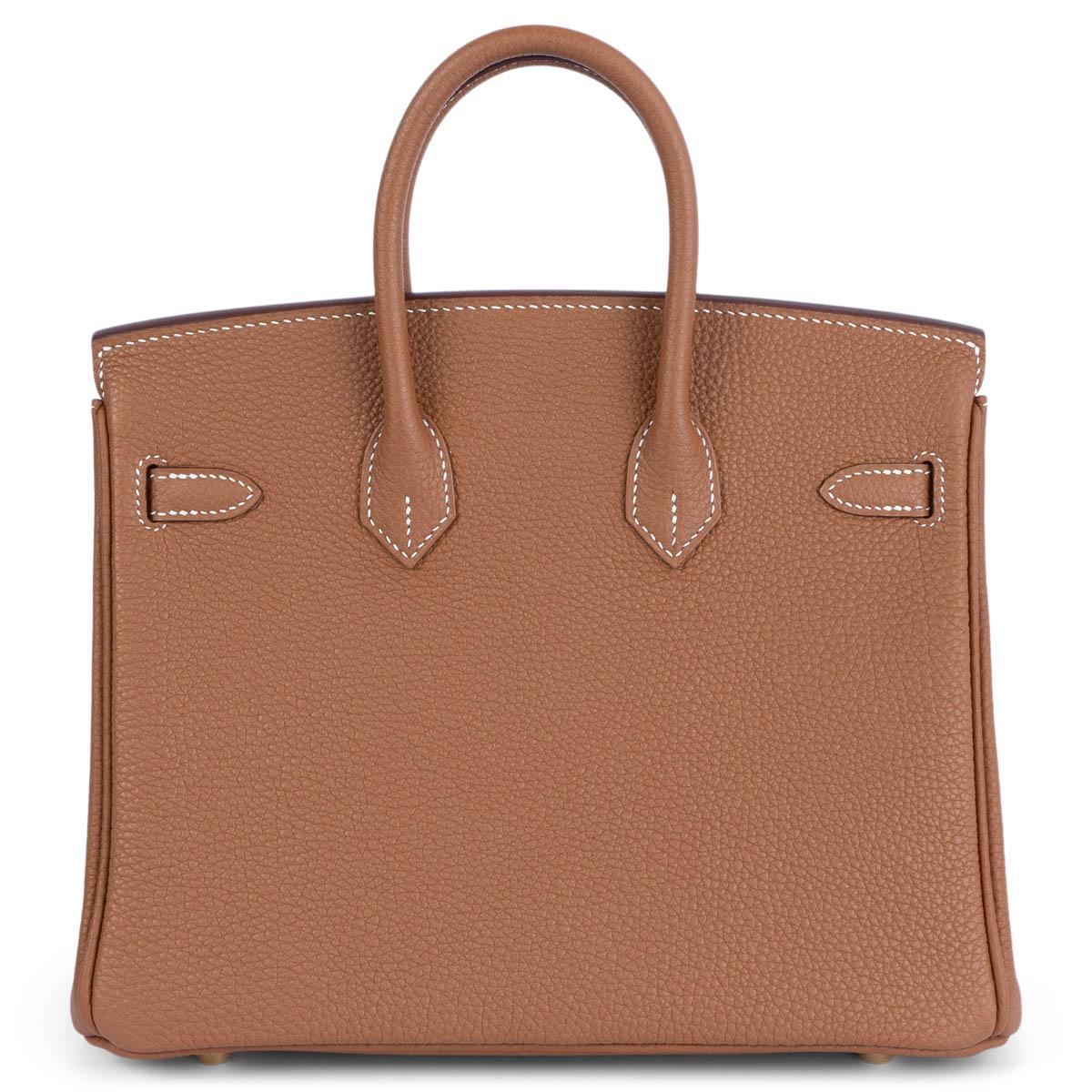 Brown HERMES Gold camel Togo leather BIRKIN 25 Bag Ghw BNIB
