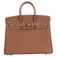 HERMES Gold camel Togo leather BIRKIN 25 Bag Ghw BNIB